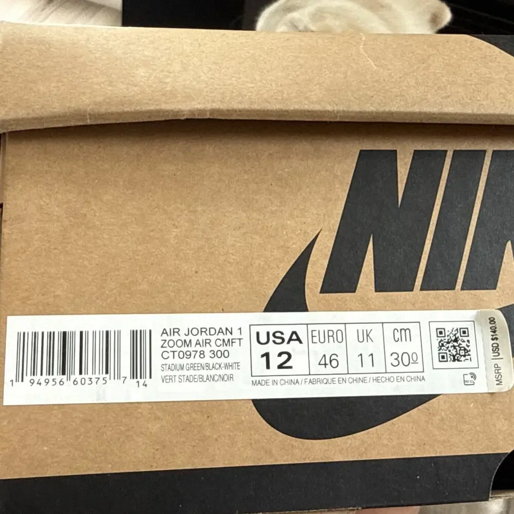 Size 12 - Jordan 1 Zoom Air CMFT CT0978-300 Stadium Green Deconstructed Sail